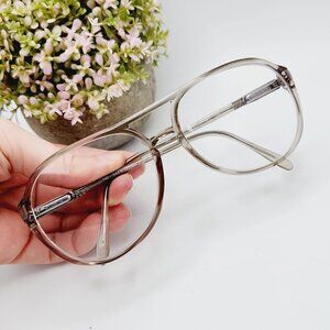 Safilo Elasta Italy 140 1563 Z66 Translucent Grey Green Retro Eyeglasses Frame